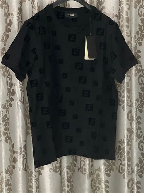 fendi logo print t shirt|fendi chenille t shirt.